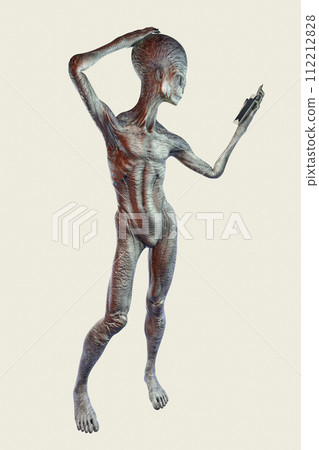 Humanoid alien makes selfie, illustration Humanoid alien makes selfie, illustration 112212828