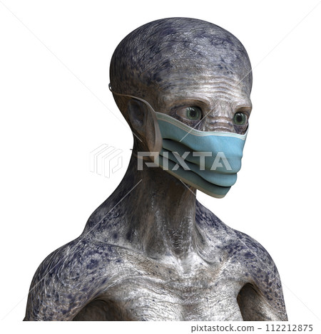 Alien in face mask, conceptual 3D illustration. 112212875