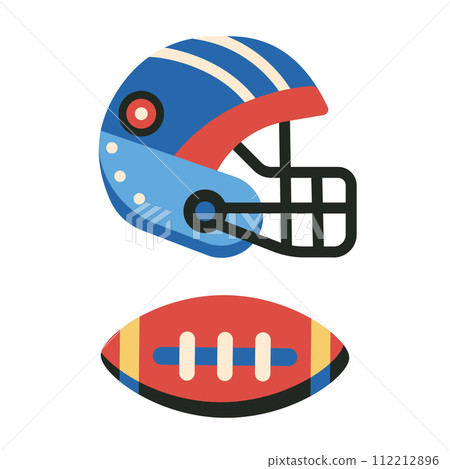 American Football Helmet and Ball Icons 112212896