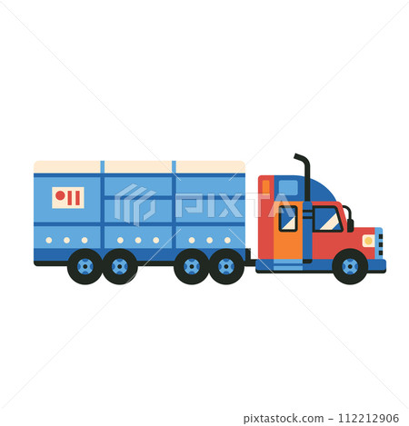 Freight Cargo Truck Icon in Flat Design 112212906