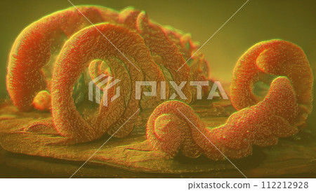Parasites, worms, closeup view, 3D illustration Parasites, worms, closeup view, 3D illustration 112212928