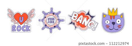 Hipster Sticker and Cute Patch Object and Symbol Vector Set Hipster Sticker and Cute Patch Object and Symbol Vector Set 112212974