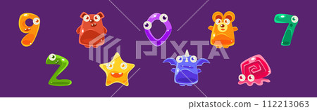 Shaped Digit Animal and Jelly Creature Vector Set 112213063