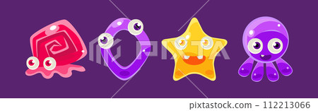 Shaped Digit Animal and Jelly Creature Vector Set Shaped Digit Animal and Jelly Creature Vector Set 112213066
