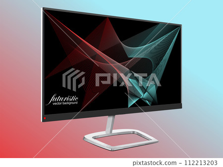 Flat computer monitor. Display. Vector 3d illustration Flat computer monitor. Display. Vector 3d illustration 112213203