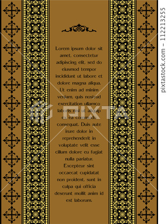 Old retro ornament. Royal Golden style design. Vintage. Vector illustration Old retro ornament. Royal Golden style design. Vintage. Vector illustration 112213255