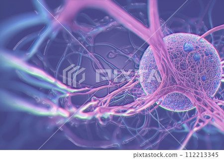 Neurons, brain cells, neural network, 3D illustration 112213345