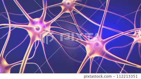 Neurons, brain cells, neural network, 3D illustration 112213351