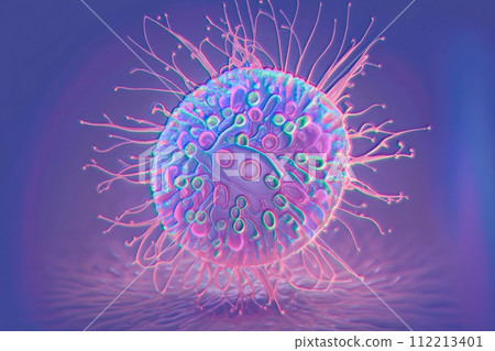 Beautiful microworld, microbes of different shapes, illustration 112213401