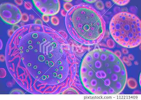Beautiful microworld, microbes of different shapes, illustration Beautiful microworld, microbes of different shapes, illustration 112213409