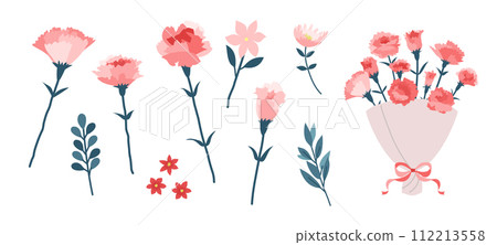 Carnation illustration _ Vector set flower bouquet clip art Carnation illustration _ Vector set flower bouquet clip art 112213558