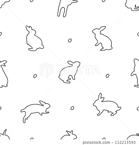 Cute outline bunnies seamless pattern.  112213593