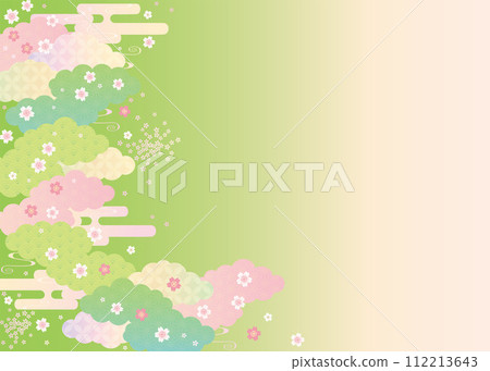 Background (Japanese Spring Sky) - Cloud Cherry Blossom Pattern 8-2 Vector 112213643