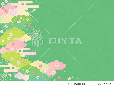 背景（日本春天的天空）-雲朵櫻花圖案8-3 112213646