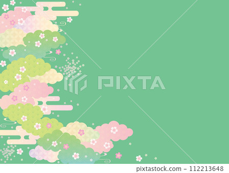 背景（日本春天的天空）-雲櫻花圖案 8-3 向量 112213648