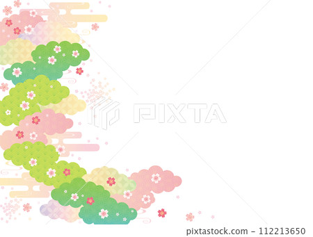 背景（日本春天的天空）-雲朵櫻花圖案8-4 112213650