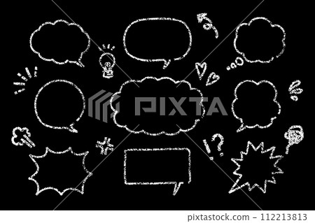 A set of handwritten speech bubbles that look like they were drawn with chalk (white) 112213813