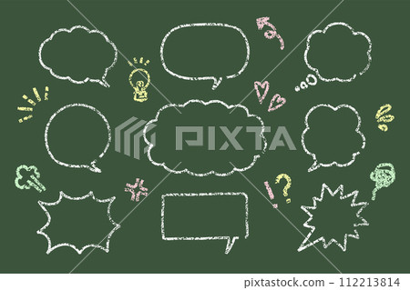 A set of handwritten speech bubbles that look like they were written with chalk on a blackboard 112213814