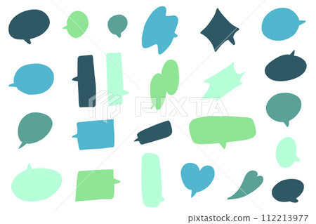 Blue and green hand drawn speech bubbles set Blue and green hand drawn speech bubbles set 112213977
