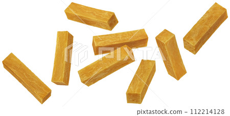 Sweet potato sticks isolated on white background with clipping path, full depth of field 112214128