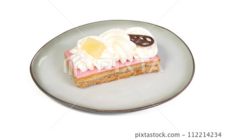 Piece of traditional dutch oranjekoek, local delicacy from Friesland 112214234