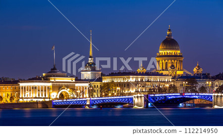 The dome of St Isaac's Cathedral in Saint Petersburg, Classical view of Neva river with Isaakievsky Cathedral in Saint-Petersburg, Russia The dome of St Isaac's Cathedral in Saint Petersburg, Classical view of Neva river with Isaakievsky Cathedral in Saint-Petersburg, Russia 112214950