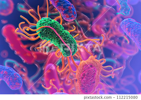 Beautiful microworld, microbes of different shapes, illustration 112215080