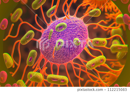 Beautiful microworld, microbes of different shapes, illustration Beautiful microworld, microbes of different shapes, illustration 112215083