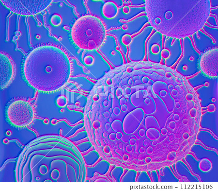 Beautiful microworld, microbes of different shapes, 3D illustration Beautiful microworld, microbes of different shapes, 3D illustration 112215106