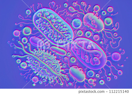 Beautiful microworld, microbes of different shapes, 3D illustration Beautiful microworld, microbes of different shapes, 3D illustration 112215140