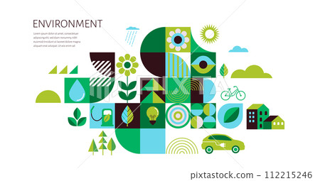 Environment, ecology, Earth day concept design. Banner, poster, abstract background in modern 112215246