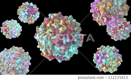 Adeno-associated viruses, 3D illustration 112215813