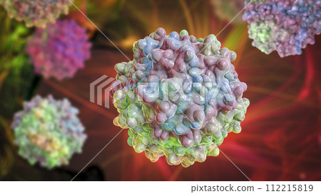 Adeno-associated viruses, 3D illustration 112215819