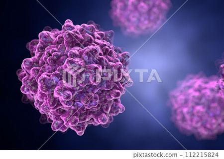 Adeno-associated viruses, 3D illustration Adeno-associated viruses, 3D illustration 112215824