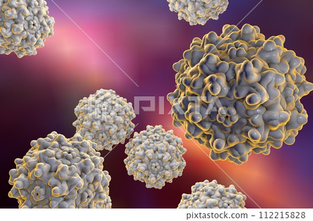 Adeno-associated viruses, 3D illustration 112215828