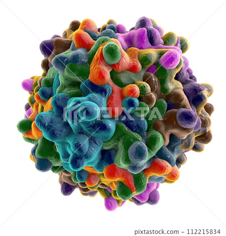 Adeno-associated virus, 3D illustration Adeno-associated virus, 3D illustration 112215834