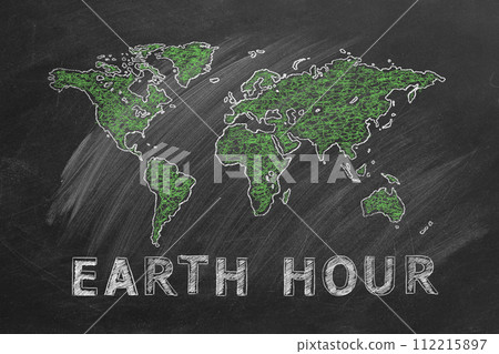 Earth hour. Chalk drawn illustration 112215897