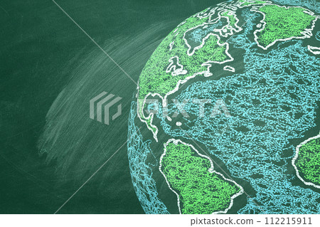 Globe on chalkboard Globe on chalkboard 112215911
