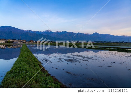 [初夏材料]初夏安曇野，早晨的田園風光[長野] 112216151
