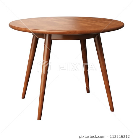 Wooden round table isolated with clipping path. 112216212