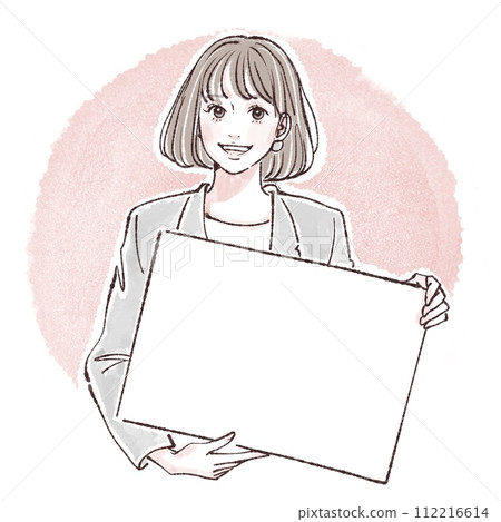 說明/招牌/有頭髮的女人/女孩的插畫素材 112216614