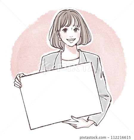 Description/ Signboard/ Illustration material of a woman/girl with hair Description/ Signboard/ Illustration material of a woman/girl with hair 112216615