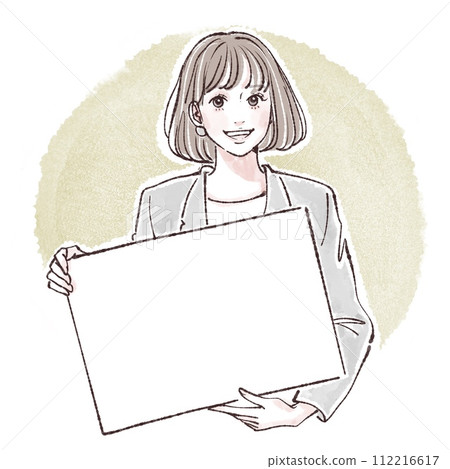 說明/招牌/有頭髮的女人/女孩的插畫素材 112216617