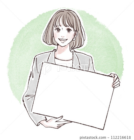說明/招牌/有頭髮的女人/女孩的插畫素材 說明/招牌/有頭髮的女人/女孩的插畫素材 112216618