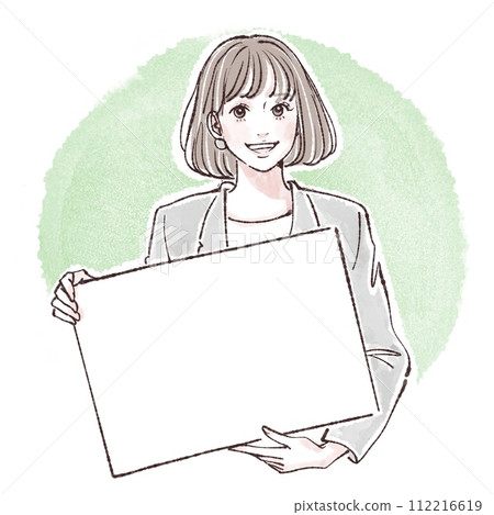 說明/招牌/有頭髮的女人/女孩的插畫素材 說明/招牌/有頭髮的女人/女孩的插畫素材 112216619