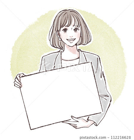 說明/招牌/有頭髮的女人/女孩的插畫素材 112216628