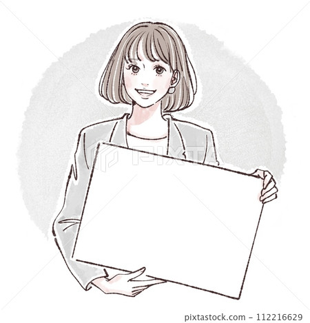 說明/招牌/有頭髮的女人/女孩的插畫素材 說明/招牌/有頭髮的女人/女孩的插畫素材 112216629