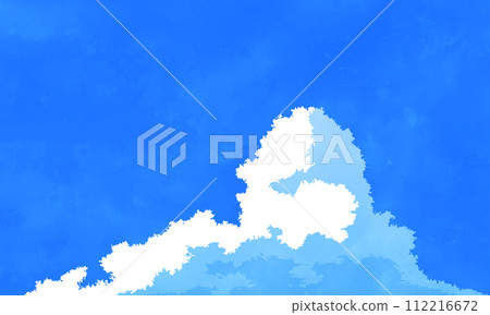 A summer sky with impressive large thunderclouds. Blue illustration background material. 112216672