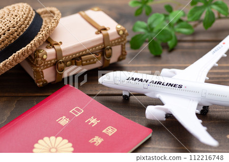 Travel bag trunk, passport and airplane Travel bag trunk, passport and airplane 112216748