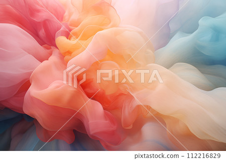 Abstract background of multicolored crepe paper or silk fabric. 112216829